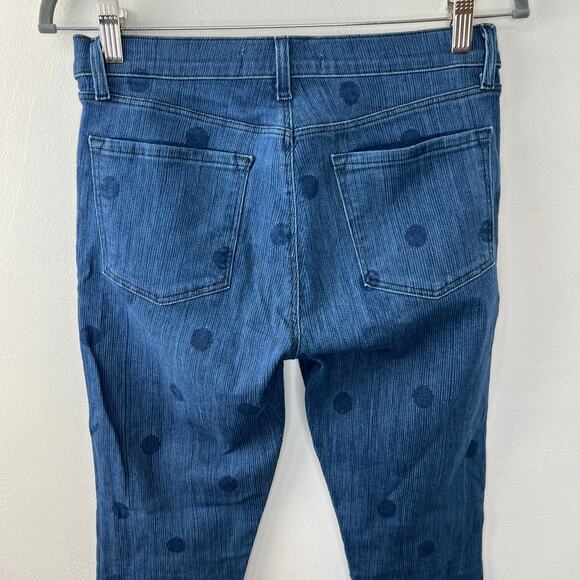 J BRAND Blue Cotton Blend Polka-Dot Mid-Rise Aerial Skinny Cropped Jeans Size 28 - Picture 5 of 11